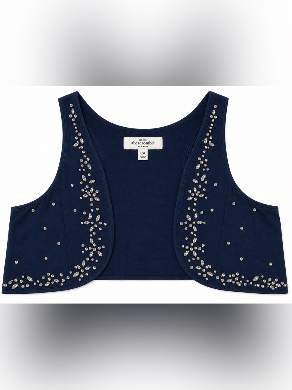 Abercrombie girls size large/ X-Large Y2K vintage navy vest with front beads